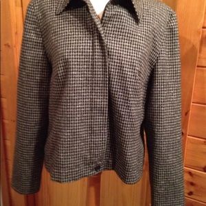Pendleton jacket 12 knockabout blk wool plaid boxy